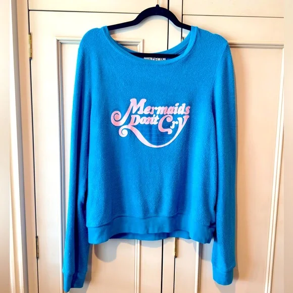 Wild Fox Turquoise “Mermaids Don’t Cry” Sweatshirt! So soft, size Small - Picture 3 of 5